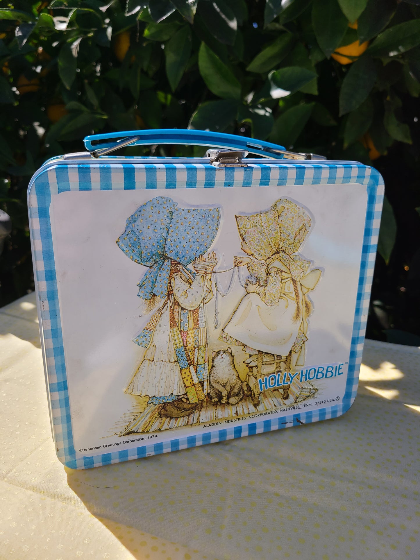 Vintage Holly Hobbie Metal Lunch Box with Straw Cup