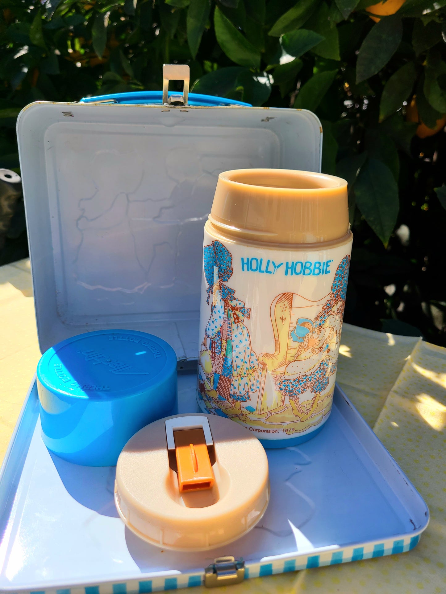 Vintage Holly Hobbie Metal Lunch Box with Straw Cup