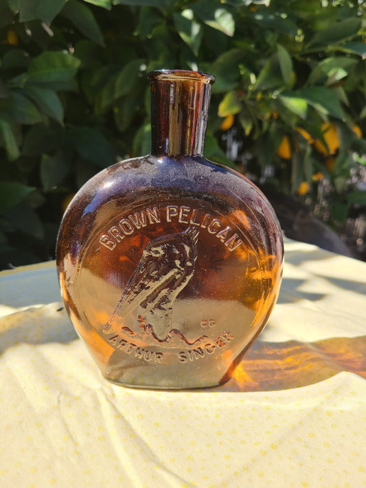 Vintage Clevenger Bros./Arthur Singer Colored Glass Collectible Bird Bottle ~ Pelican