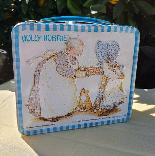 Vintage Holly Hobbie Metal Lunch Box with Straw Cup
